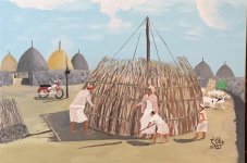 فنان تشكيلي يبدع في رسم المساكن الشعبية القديمة بجازان