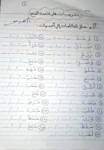 أوراق تدريبات على حركة الفتح للتأســــيـــس