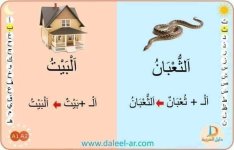 بطاقات قرائية لكلمات ب ال الشمسية و ال القمرية